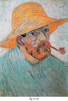 Van Gogh - Self-Portrait with Straw Hat and Pipe (1888)
